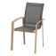 Aluminum armchair with fabric NOVARA (anthracite/wood decor) - anthracite + wood-tone paint