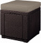 Garden rattan stool CUBE (brown) FREE CUSHION - Dark brown