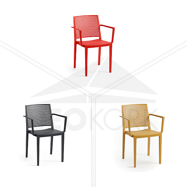 Plastic armchair with armrests STOCKHOLM (various colors)