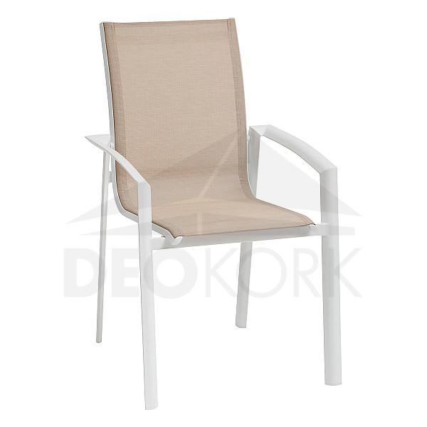 AFTER SALE Aluminum armchair with fabric NOVARA (white) - 2nd quality