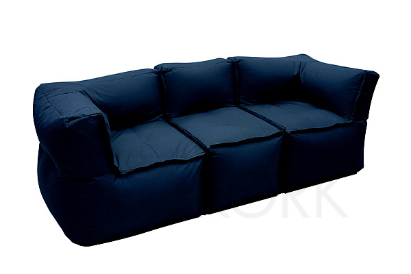 Textile modular 3-seater bench MODULTEX (dark blue)