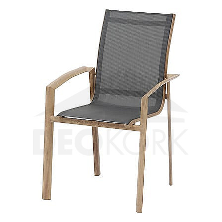 Aluminum armchair with fabric NOVARA (anthracite/wood decor)