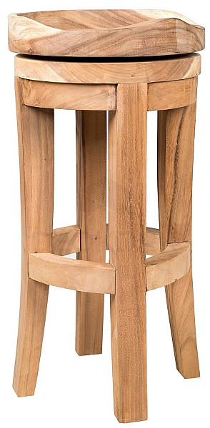 TRUNK swivel bar stool made of suar wood