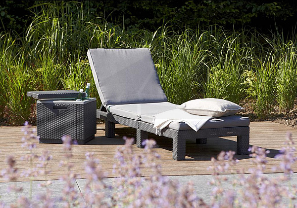 Garden rattan deckchair DAYTONA PLUS (anthracite)