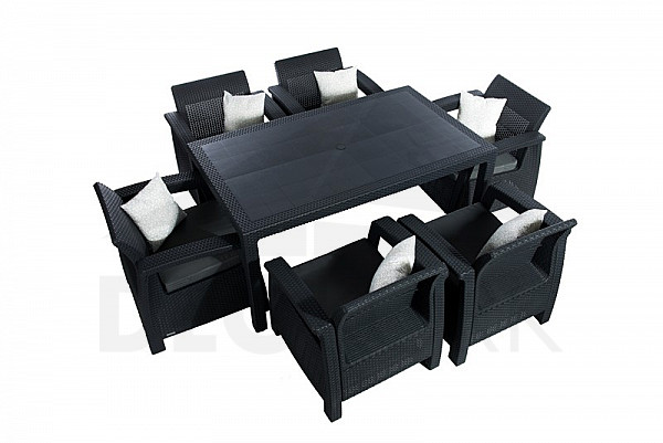 Garden rattan set CORFU LOUNGE SET II. 1+6 anthracite