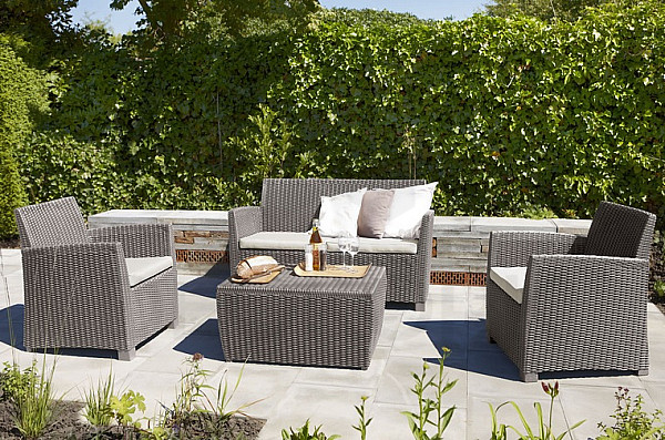 Garden rattan set ANGELA BOX - cappuccino