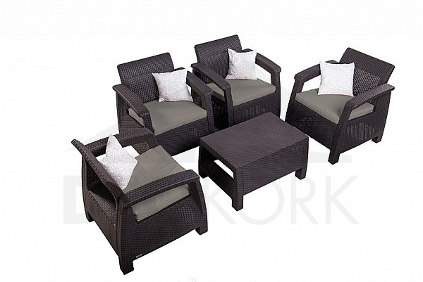 Garden rattan set ORION brown