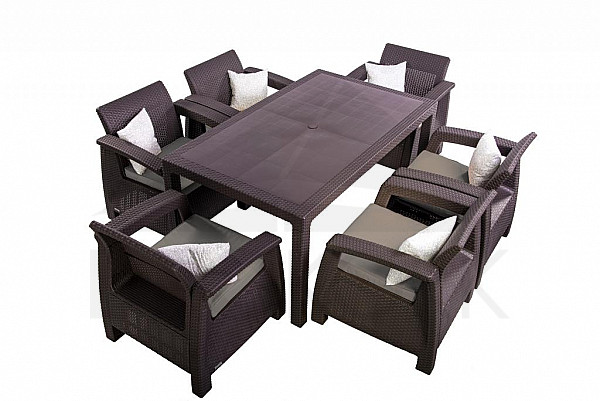 Garden rattan set CORFU LOUNGE SET II. 1+6 brown