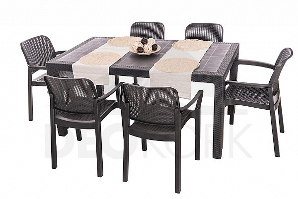 Garden rattan set KARA 1+6 (anthracite)