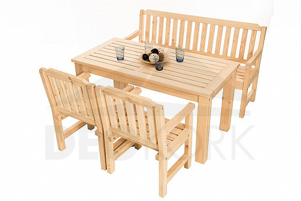 Massive garden set made of pine LONDON 1+2+1 (32 mm) - different lengths