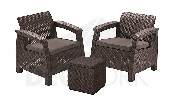 Garden rattan set CORFU BALCONY brown