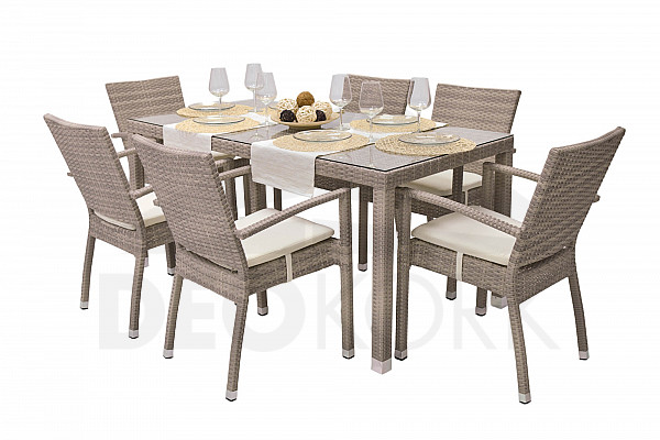 Garden rattan set NAPOLI II. 1+6 (grey-beige)