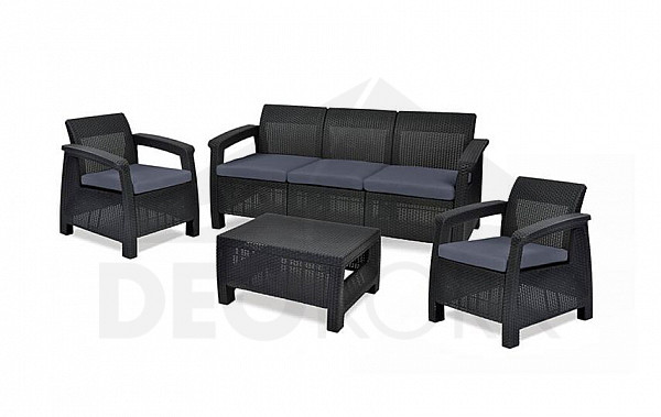 Garden rattan set CORFU LOUNGE MAX anthracite