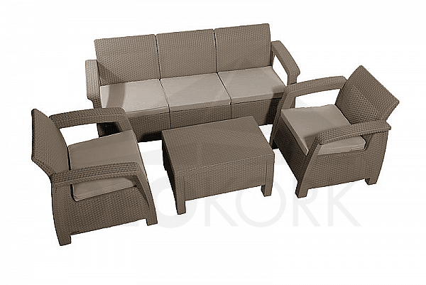 Garden rattan set CORFU LOUNGE MAX cappuccino