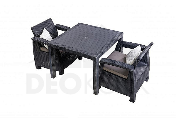 Garden rattan set CORFU MINI 1+2 anthracite