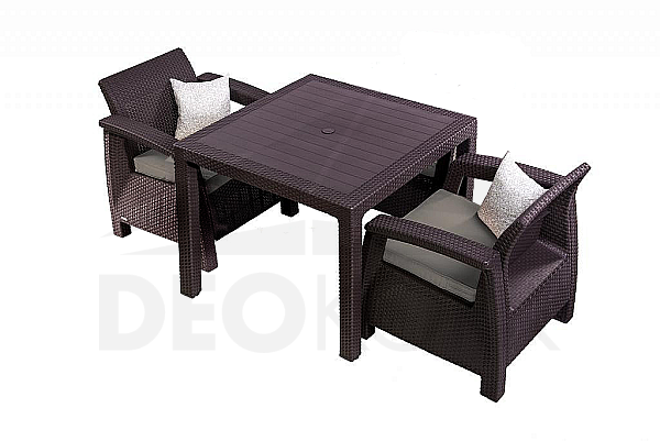 Garden rattan set CORFU MINI 1+2 brown