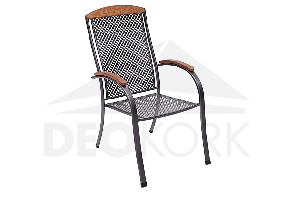 Metal armchair with wooden armrests PROVENCE