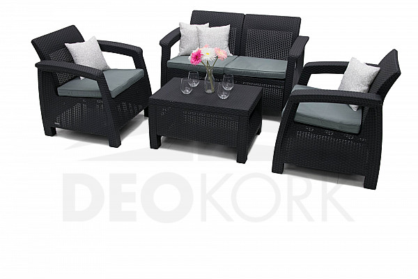 Garden rattan set CORFU anthracite