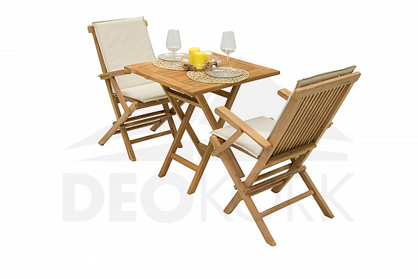 Garden teak set IVORY BALCONY II. 1+2 (FREE cushions)