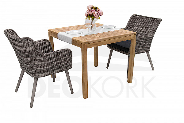 Teak garden set VICTORIA QUATRO 1+2 (grey)