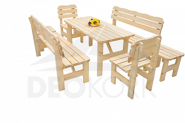 Solid pine garden set 1+6 wood 32 mm (180 cm)