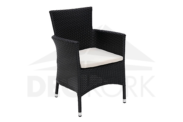 SALE Modena stackable rattan armchair with cushion (black)