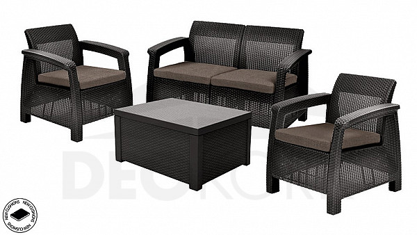 Garden rattan set CORFU BOX brown