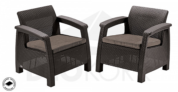 Garden rattan set CORFU DUO (brown)