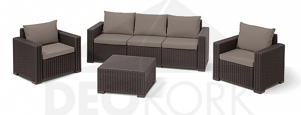 Garden rattan set CALIFORNIA brown for 5 people