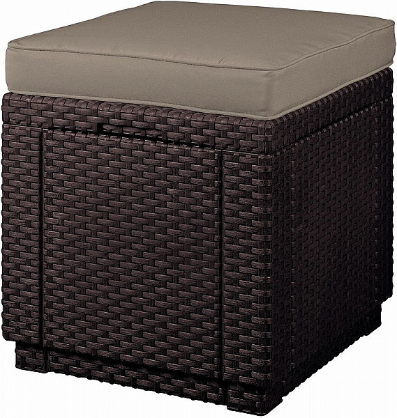 Garden rattan stool CUBE (brown) FREE CUSHION