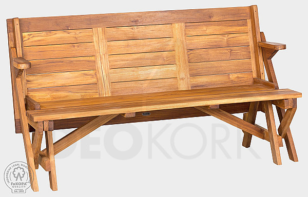 Teak folding garden bench MORENO 2 in 1