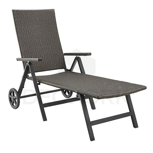 Folding garden rattan lounger CALVIN (grey)