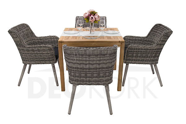 Garden teak set VICTORIA QUATRO 1+4 (grey)