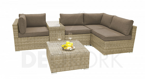 Rattan variable set SEVILLA for 4 people (beige)