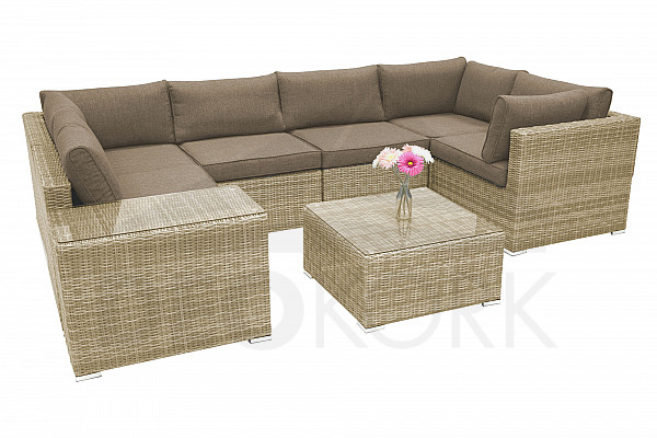 SEVILLA rattan variable set for 6 people (beige)