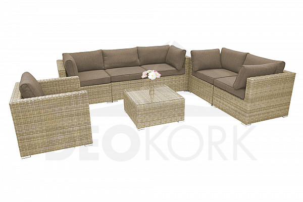 SEVILLA rattan variable set for 6 people (beige)