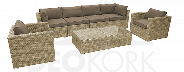 SEVILLA rattan variable set for 6 people (beige)