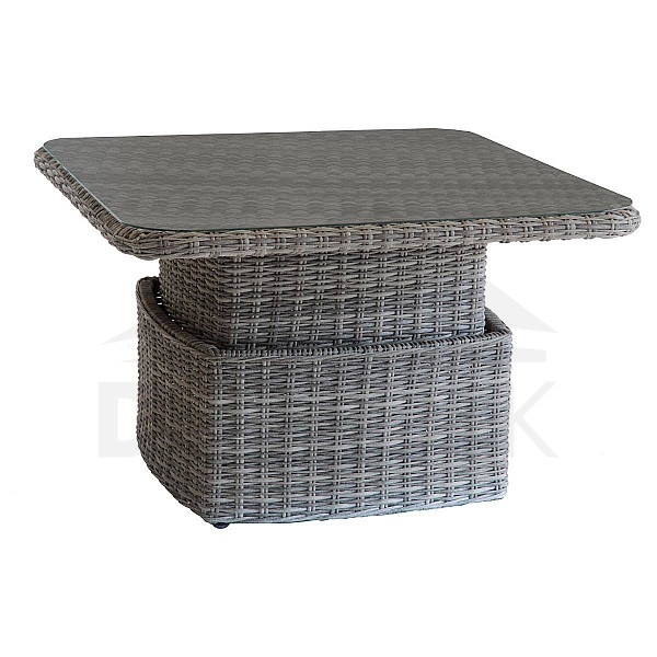 Rattan dining/storage table BORNEO (grey)