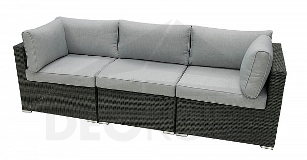 Rattan 3-seater bench SEVILLA (anthracite)