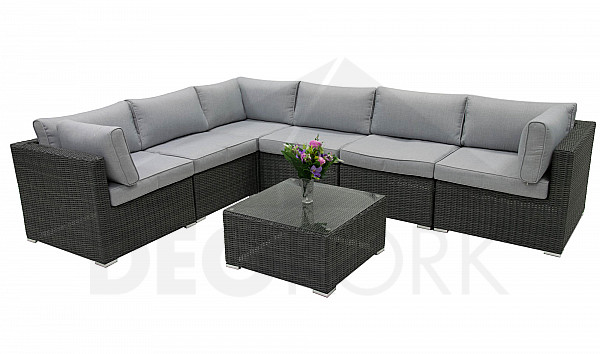 Rattan variable set SEVILLA for 6 people (anthracite)