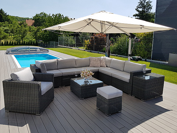 Rattan variable set SEVILLA for 8 people (anthracite)