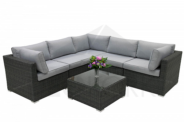 Rattan variable set SEVILLA for 5 people (anthracite)