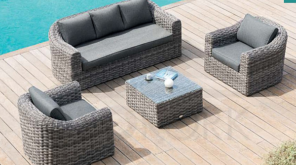 Rattan set BORNEO LUXURY for 5 people (grey)