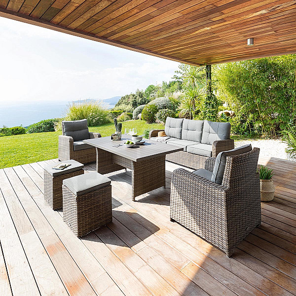 Rattan set RHODOS for 7 people (brown)