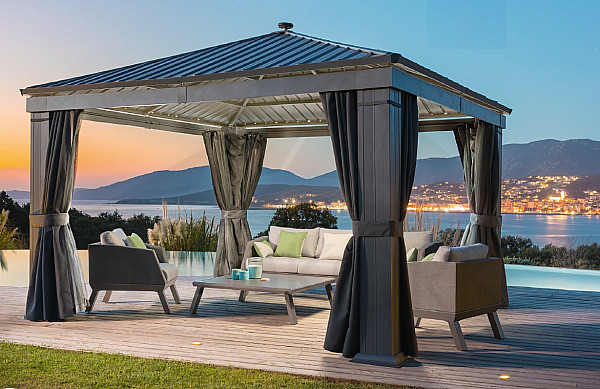 Garden aluminum gazebo PREMIUM 3.9 x 3.9 m (grey)