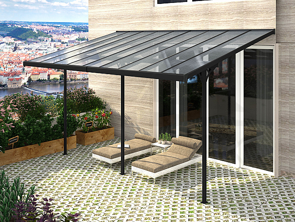 Pergola 557 x 305 cm (black + transparent polycarbonate)