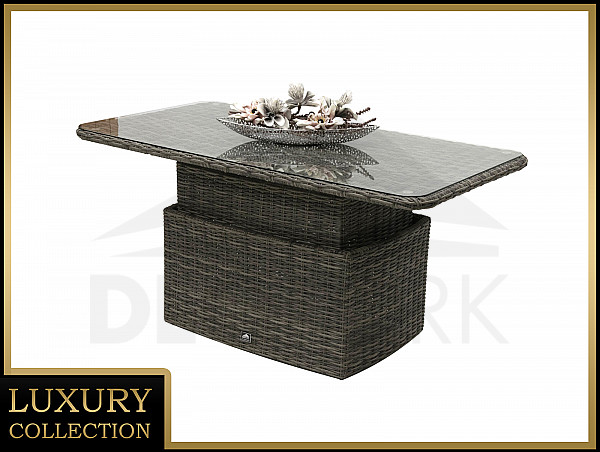 Rattan extendable dining/storage table 150 x 80 cm BORNEO LUXURY (grey)