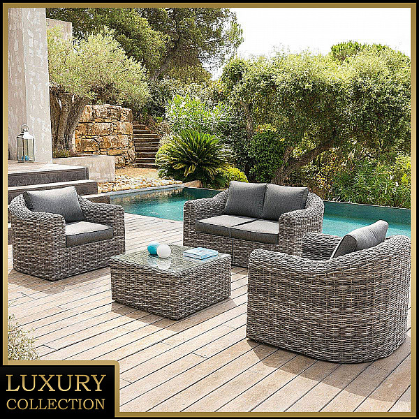 Rattan modular set BORNEO LUXURY for 4 people (grey)