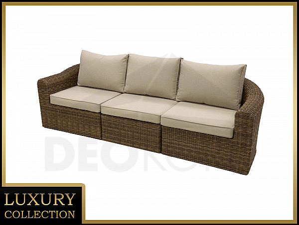 Rattan bench for 3 people BORNEO LUXURY (brown)