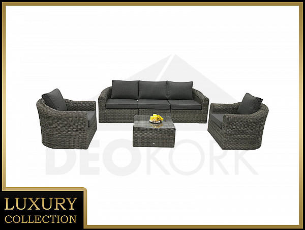 Rattan modular set BORNEO LUXURY for 5 people (grey)